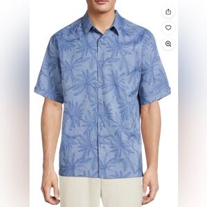 Cafe Luna Printed Tropical Woven Button Up Polo Short Sleeve Shirt Men’s 2XG